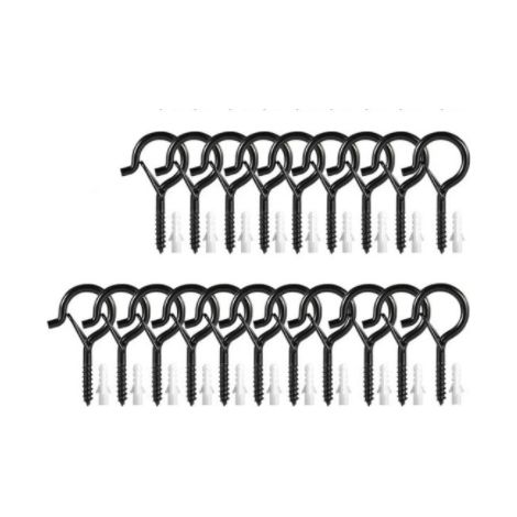 Set Aus 20 Schwarzen Schraubhaken, 4 Mm X 55 Mm