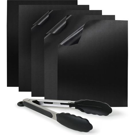 Grill-backbleche Aus Teflon (5er-pack) – Antihaft-grillmatten Für Grill, Grillofen Und Backofen (5x Rechteckig 40x30 Cm)