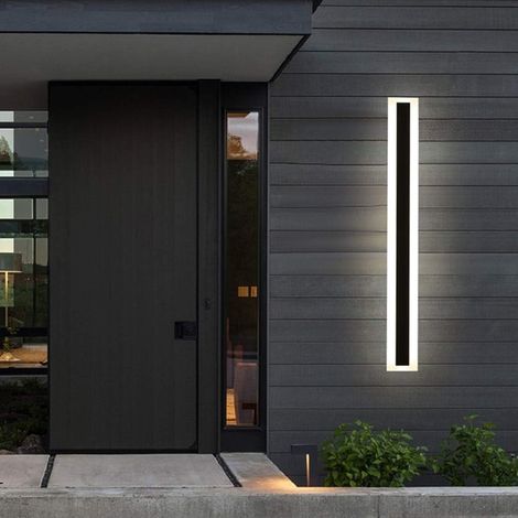 Wasserdichte Led-außenwandleuchte Ip54, Moderne Außenwandlampe Aus Metall Und Acryl, Warmweißes Licht Für Garten, Terrasse, Hof Und Veranda, Schwarz, 40 Cm [energieklasse
