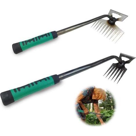 2-teiliges Manuelles Unkrautentfernungsset, Unkrautstecher Für Die Gartenarbeit, Rechen Zur Unkrautbekämpfung Mit Griff, Metallenes Unkrautentfernungswerkzeug Für Den Einsatz In Gärten, Rasenflächen U