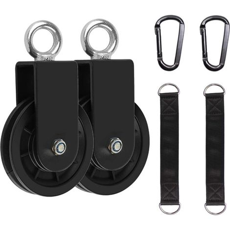Rolle Für Kabel, Trainingsrolle Mit Aufhängeriemen Und Karabiner, Drehbare Heberolle Mit Einfacher Rolle (2 Stück)