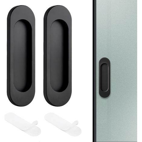 2 Stück Selbstklebende Schiebetürgriffe, Oval 10 Cm – Ideal Für Schiebefenster Und Möbel, Einfache Und Langlebige Installation, Elegantes Schwarzes Design