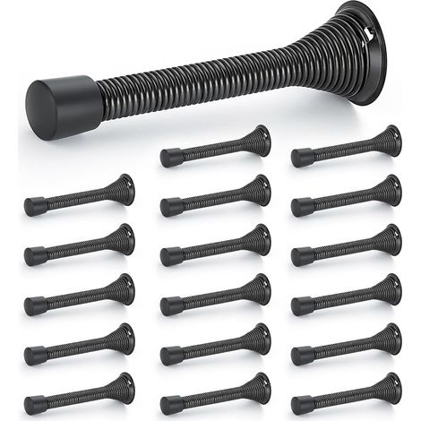 Türstopper, 18er Set, Schwarz, Mit Feder Und Gummipuffer, Für Die Unterseite Der Tür