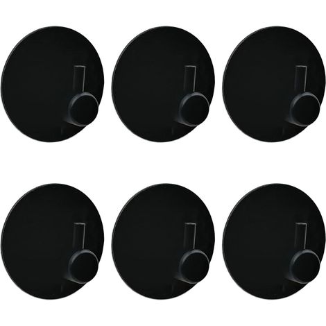 6er-set Schwarze Klebehaken Für Das Badezimmer, Sehr Robust Und Wasserdicht, Ohne Bohren, Aus Edelstahl, Küchen- Und Badezimmerzubehör Mit Extra Starken Klebepads