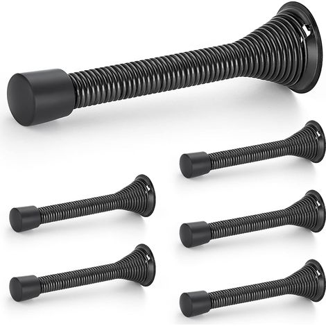 Türstopper, 6er-pack, Schwarz, Mit Feder Und Gummipuffer, Für Die Unterseite Der Tür