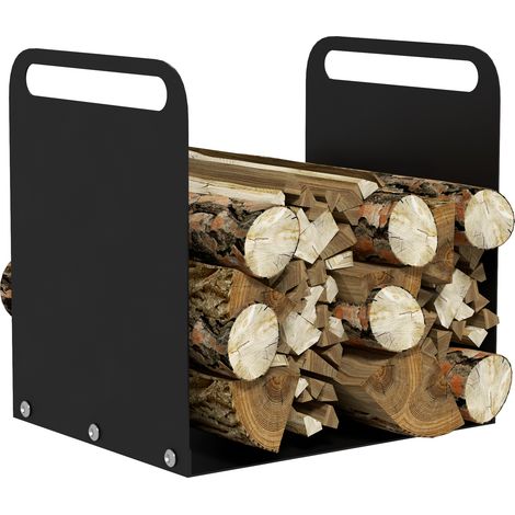 Holzständer, 2 Tragegriffe, Stahlkonstruktion, Bis Zu 30 Kg, 36 X 30 X 36 Cm, Schwarz