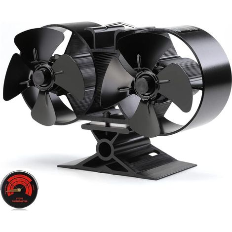 Mini Ofenventilator Mit 8 Blättern, Wärmebetrieben, Doppelmotor, Schwarz