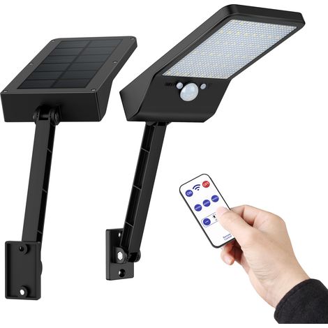 Solar-außenleuchte, Led-licht Mit Bewegungsmelder, Wasserdicht Ip65, Kaltweißes Licht – Mit Fernbedienung (2 Stück)