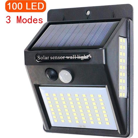 Solarleuchte Für Außen, 4er-pack 100 Led Solarlicht Ip65 Wasserdicht, Led-außenstrahler Mit Bewegungsmelder, Kabellose Wandbeleuchtung Für Den Garten [energieeffizienzklasse A+++]