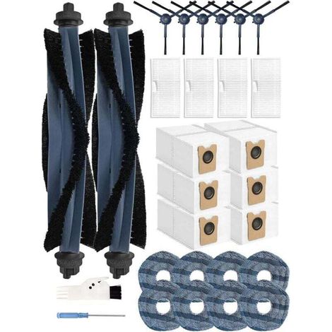 Set Mit 28 Zubehörteilen Für Den Eufy Omni C20 Saugroboter, 2 Hauptbürsten, 6 Seitenbürsten, 6 Staubbeutel Mit Aktivkohlefilter, 4 Hepa-filter, 8 Wischtücher, 1 Reinigungsbürste