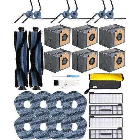29 Ersatzteile Für Eufy X10 Pro Omni, 2 Hauptbürsten, 6 Seitenbürsten, 4 Hepa-filter, 6 Staubsaugerbeutel, 8 Reinigungstücher Usw.