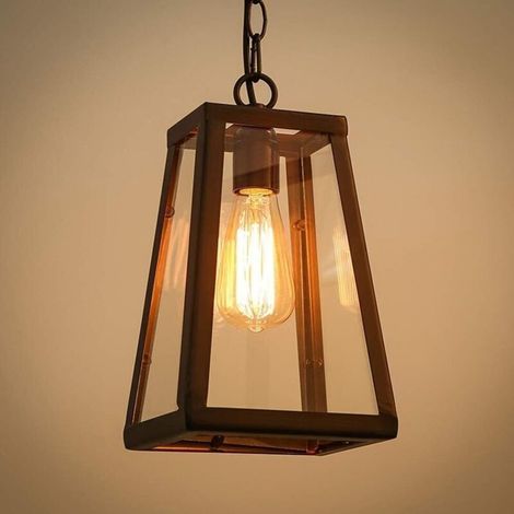 Außenleuchte Hängelampe Schwarz Retro Ip44 Deckenlampe Vintage Industriell Eisen + Wandleuchte Aus Glas Wasserdicht Für Regen Pavillon Villa Loft Kronleuchter Außenbeleuchtung