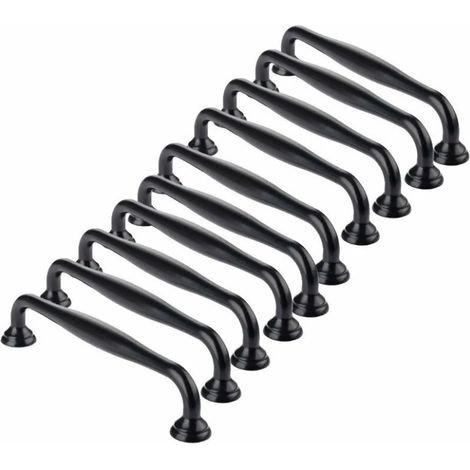 Möbelgriff-10 Stück Schwarze Türgriffe Stab Küche Schrank Schublade Schlafzimmer Griff Lochabstand 96mm