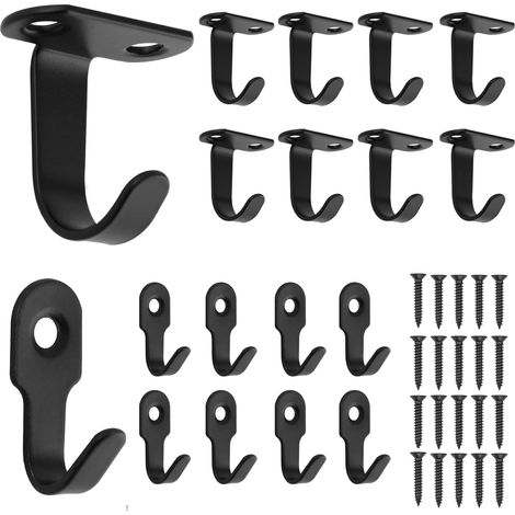 Uningyi 20er Set Schlüsselhaken, Deckenhaken, Schraubhaken, Wandhaken, Schwarz, Klein, Mit 30 Schrauben, Für Badezimmer, Küche, Schal, Handtuch, C