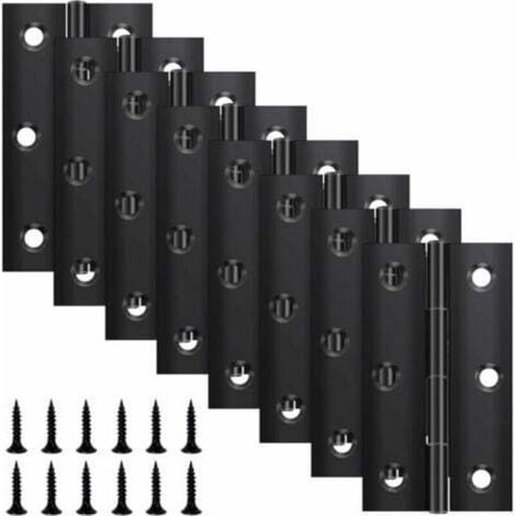 Satz Von 8 Klappbaren Scharnieren 68 Mm × 38 Mm, Schwarze Edelstahlscharniere, Klavierscharniere, Kleine Scharniere, Türscharniere Für Türen, Fenster, Schränke Mit 48 Schrauben