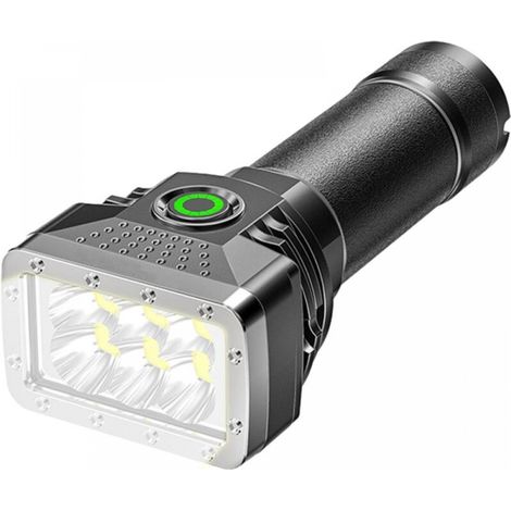 Wiederaufladbare Led-taschenlampe, 6 Leds, Ultra-heller Lichtstrahl, 4 Modi, Wasserdicht, Für Jagd, Notfälle Und Camping.