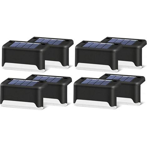 Solarleuchte, Led, Für Treppe, Brücke, Außenbereich – Schwarzes Gehäuse, Warmes Licht, 8 Stück [energieeffizienzklasse A]
