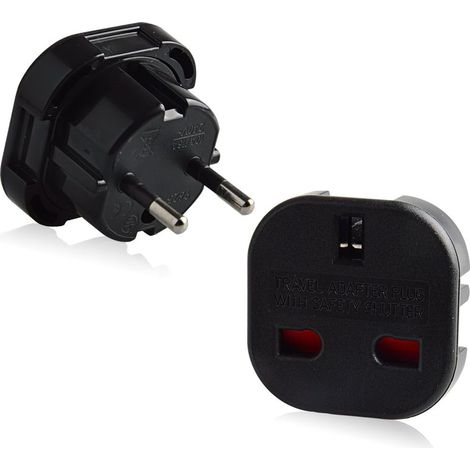 2x Uk/gb 3-poliger Stecker Auf Französische/europäische 2-polige Steckdosen Reiseadapter (2er Pack)