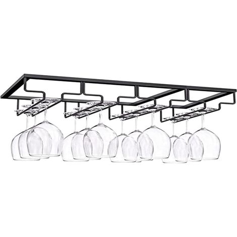 4-reihiger Glasständer, Hängender Stielglasständer, Umgedrehter Weinglashalter, Schrankmontierter Weinglashalter Mit Schrauben, Eisenhalter Für Weingläser, 4 Reihen, Für Bar Und Küche (4 Plätze)