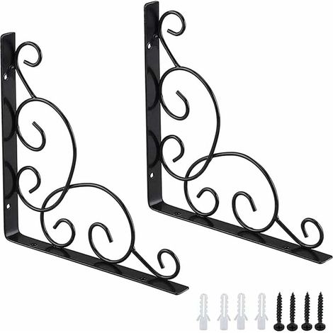 Eisenregalhalterung, 2 Stück Regalwinkel Für Gartenregale, Wandregalhalter Aus Eisen, Regalstützwinkel, Für Küche, Badezimmer, Büro, Restaurant (schwarz)