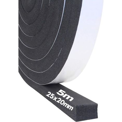 Selbstklebendes Schaumstoff-dichtband 25 Mm (b) X 20 Mm (h), Selbstklebender Moosgummi Für Türen Und Fenster, Wetterfest, Stoßdämpfend, Schallisolierend, Gesamtlänge 5 M