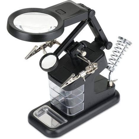 3x/4.5x/25x Multifunktionale Dritte Hand, Mit Lupe Auf Ständer Mit 10 Leds, Lötkolbenhalter Für Hobby-löten