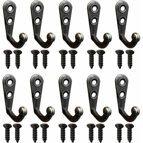 Kleiderhaken Zum Aufhängen – Wandgarderobe Vintage-retro Metall-kleiderhaken Mit Schwarzen Schrauben, 10 Stück
