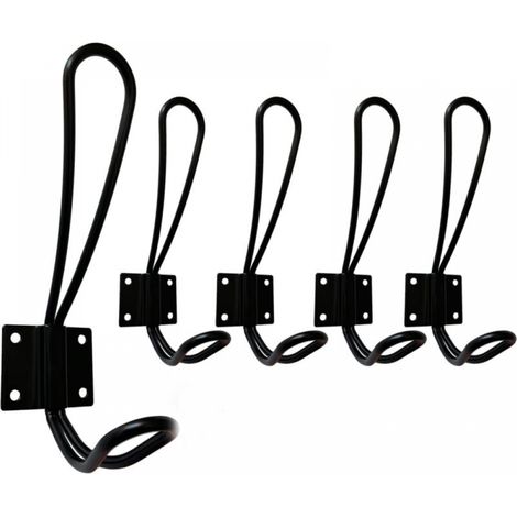 Schwarze Wandgarderobe, 5er-set Wandhaken Und Kleiderhaken, Metallhaken Für Badezimmer, Wc Und Küchenmöbel