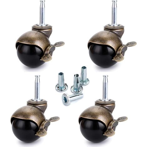1,5-zoll-kugelrolle Aus Bronze, Möbelrollen Mit Buchsen, Abgerundete Kugelrollen Mit Bremse, Ersatz Für Möbel, Sofas, Stühle, Schränke, 4er-pack