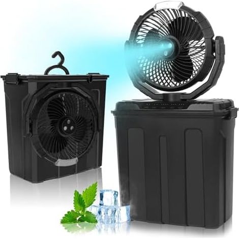 Tragbarer Nebelventilator Mit 9-l-wassertank, 3 Geschwindigkeiten, 3 Sprühmodi, 20.000 Mah Wiederaufladbare Batterie, Kühlventilator Für Den Außenbereich Für Terrassen