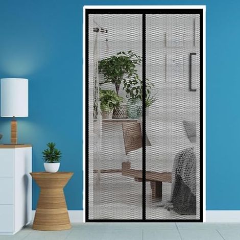Magnetisches Fliegengitter Für Fenster Und Türen, 78 X 215 Cm, Automatischer Verschluss, Einfache Werkzeugfreie Installation Für Balkon-, Keller- Und Terrassentüren, Schwarz