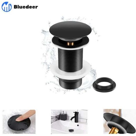 Schwarze Waschbeckensiphon Ohne Überlauf, Universelle Schwarze Pop-up-waschbeckensiphon, Abfluss Ohne Überlauf, Ablauf Ohne Überlauf, Automatischer Pop-up-siphon Für Aufsatzwaschbecken, Bluede