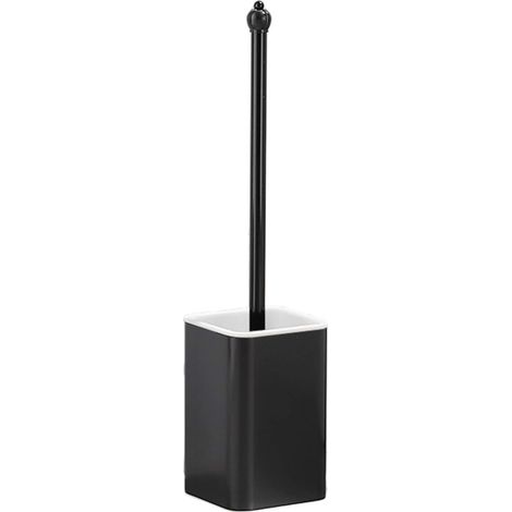 Wc-bürste Mit Halter, Ultra-weiche Nylon-wc-bürste Mit Wc-bürstenhalter, Aluminiumrahmen, Wand- Und Standmontierbar, Keine Wasseransammlung (farbe: Schwarz)