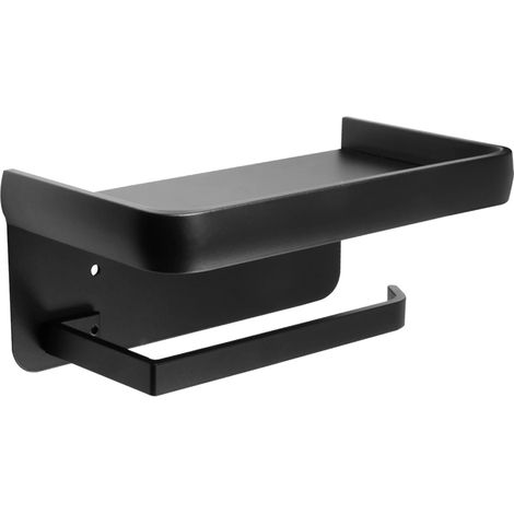 Wandmontierter Toilettenpapierhalter Mit Ablage Aus Aluminium Für Bad Und Küche (schwarz)