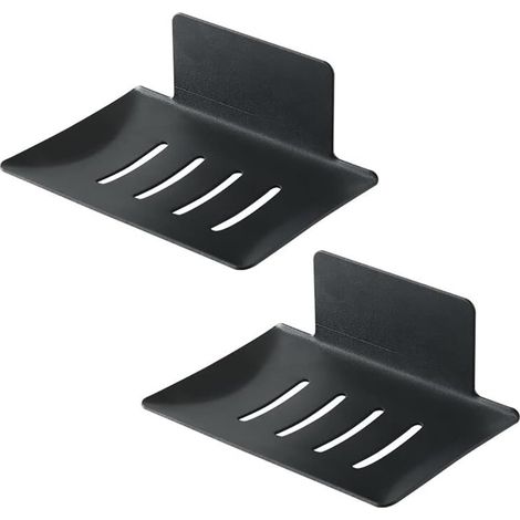 Porte-savon, 2 Stück Selbstklebende Seifenhalter Aus Edelstahl Zur Wandbefestigung, Langlebiges Schwammablage-regal Für Bad Und Küche, Ohne Bohren, Schwarz