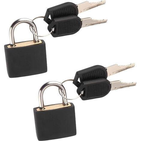 2 Stück Gepäckvorhängeschlösser, Kofferschloss Mit Schlüssel, Mini-vorhängeschloss Mit Schlüssel, Kleines Sicherheitsschloss Mit Schlüssel (schwarz)