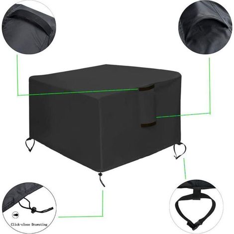 Schutzhülle Für Feuerstelle Aus 420d Oxford-stoff, Quadratische Abdeckung Für Outdoor-feuerstelle, Uv-beständige Und Wasserdichte Grillabdeckung (82 X 82 X 61 Cm)