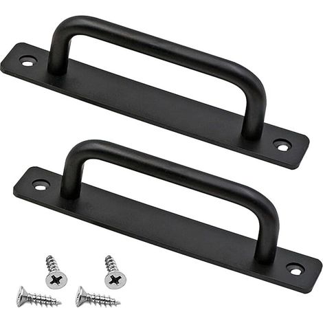 Schiebetürgriff, Zweiteilig, 243 Mm Lang, Mit Rückplatte, Aus Aluminiumlegierung, Geeignet Für Möbel, Schwarz, Inklusive Schrauben