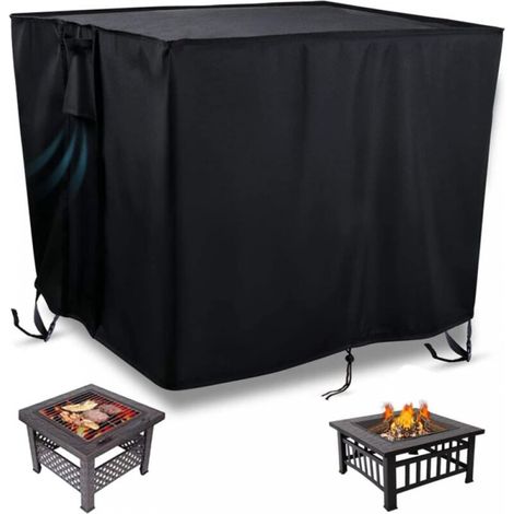 Quadratische Feuerstellenabdeckung Aus 420d Oxford-gewebe, Wasserdicht Und Strapazierfähig, Für Garten-gasfeuerstelle - 82 X 82 X 61 Cm (schwarz)