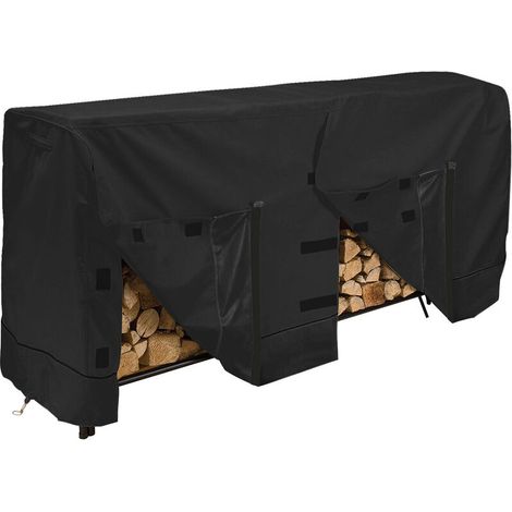 Abdeckung Für Brennholzhalter, Wasserdichte Und Staubdichte Abdeckung Für Holzstapel Im Freien, 420d, 244x61x107cm, Schwarz