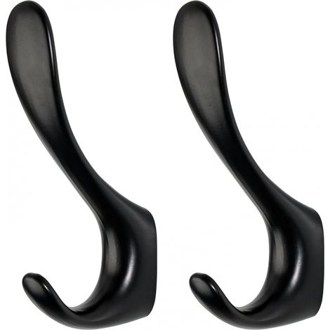 Set Aus 2 Matten Schwarzen Wandhaken Für Handtücher, Dekorative Haken Zum Aufhängen Von Bademänteln Und Hüten, Robuste Doppelhaken