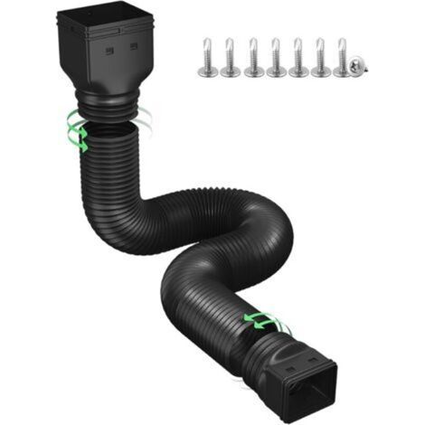 Kunststoff-regenwasserablaufschlauch - Quadratischer Anschluss 10,16 X 7,62 Cm, Flexibel Und Dehnbar - 1er-pack, Schwarz, 1,5 Meter