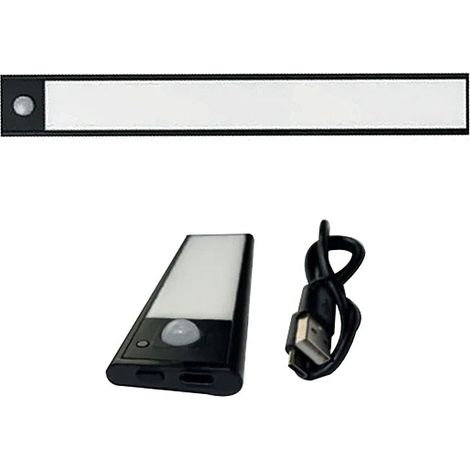 Ultradünner, Wiederaufladbarer Led-lichtstreifen (40 Cm) Mit Bewegungsmelder – Schwarze Beleuchtung Für Schuhschrank Oder Weinkeller