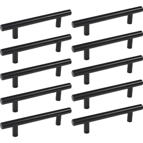 10 Stück Schrankgriff Küchentür, Lochabstand 128 Mm, Möbelschwarzgriff Aus Edelstahl