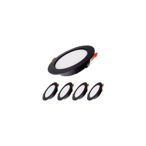 7w Spot Led Einbauleuchte Dimmbar Schwarz Extra Flach 230v 5er Pack, 700lm = 70w Glühbirne, Ip44, Kaltweiß 6000k, Ausschnitt 80-90mm, Runde Deckeneinbauleuchte Für Badezimmer, Küche, Wohnzimmer, Flur