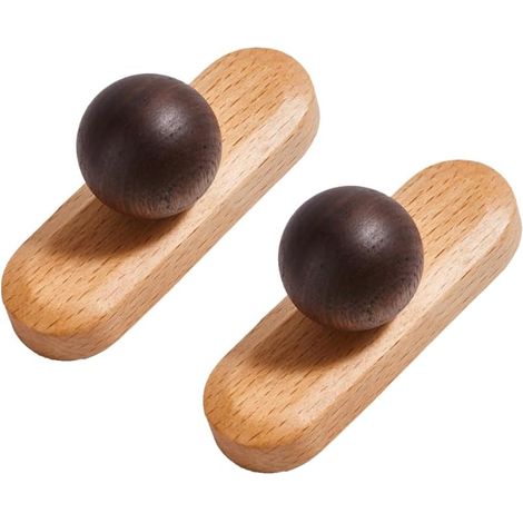 2er-set Dekorative Möbelgriffe In Kugelform, Modernes Design Aus Buche Mit Basis Aus Schwarzem Nussbaum, Für Schränke, Schubladen, Küchenschränke, Schlafzimmer Und Garderoben (0mm)
