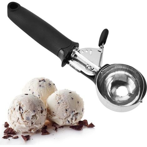 Wiederverwendbarer Cookie-scoop, Melonenkugelausstecher, Für Eiscreme, Kekse, Teig, Mit Auslöser (schwarz)