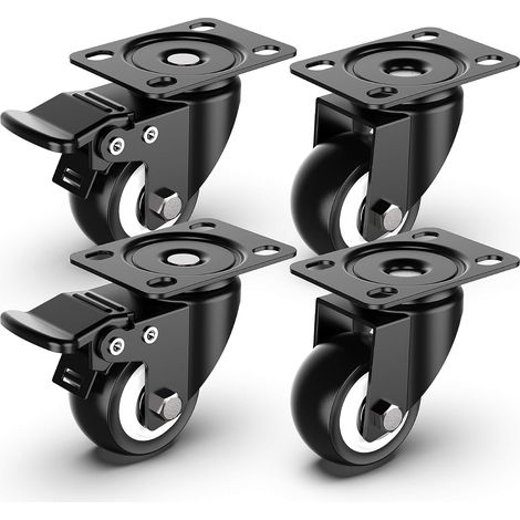 50mm Schwenkrollen, Möbelrollen Mit Sicherheitsbremse Für Schwere Lasten, 4er-set (2 Mit Bremse Und 2 Ohne)