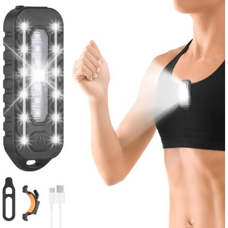 Klemm-laufleuchte, 5 Lichtmodi, Usb-aufladbare Led-leuchte, 100 Lm, Wasserdicht, Tragbar Für Läufer, Camping Und Nächtliche Spaziergänge Mit Dem Hund.