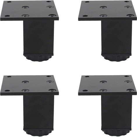 Quadratische Möbelbeine, Schwarz, 6,8 X 6,8 Cm, 4 Verstellbare Beine Aus Aluminiumlegierung, Sofabeine.